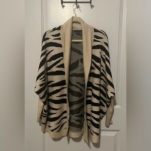Joan Vass Black and Cream batwing sleeve Zebra Cardigan